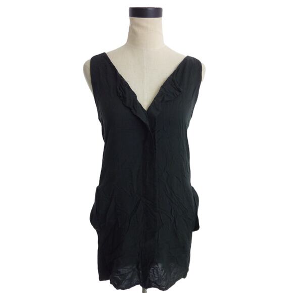 Zara Trafaluc Dark Gray Tunic Top Small V-Neck Sleeveless - Picture 1 of 6